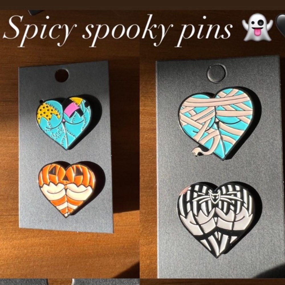 Heart shaped spooky pins
